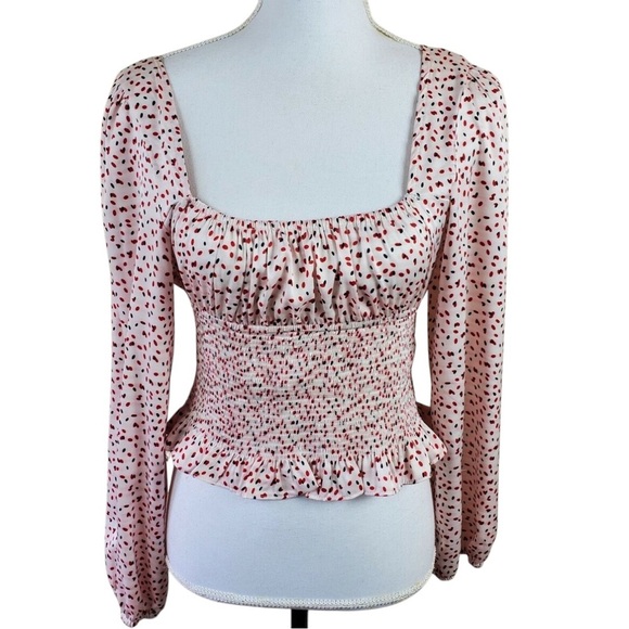 Princess Polly Tops - Princess Polly Women's Red White Ariah Blouse Dot Print Size 4